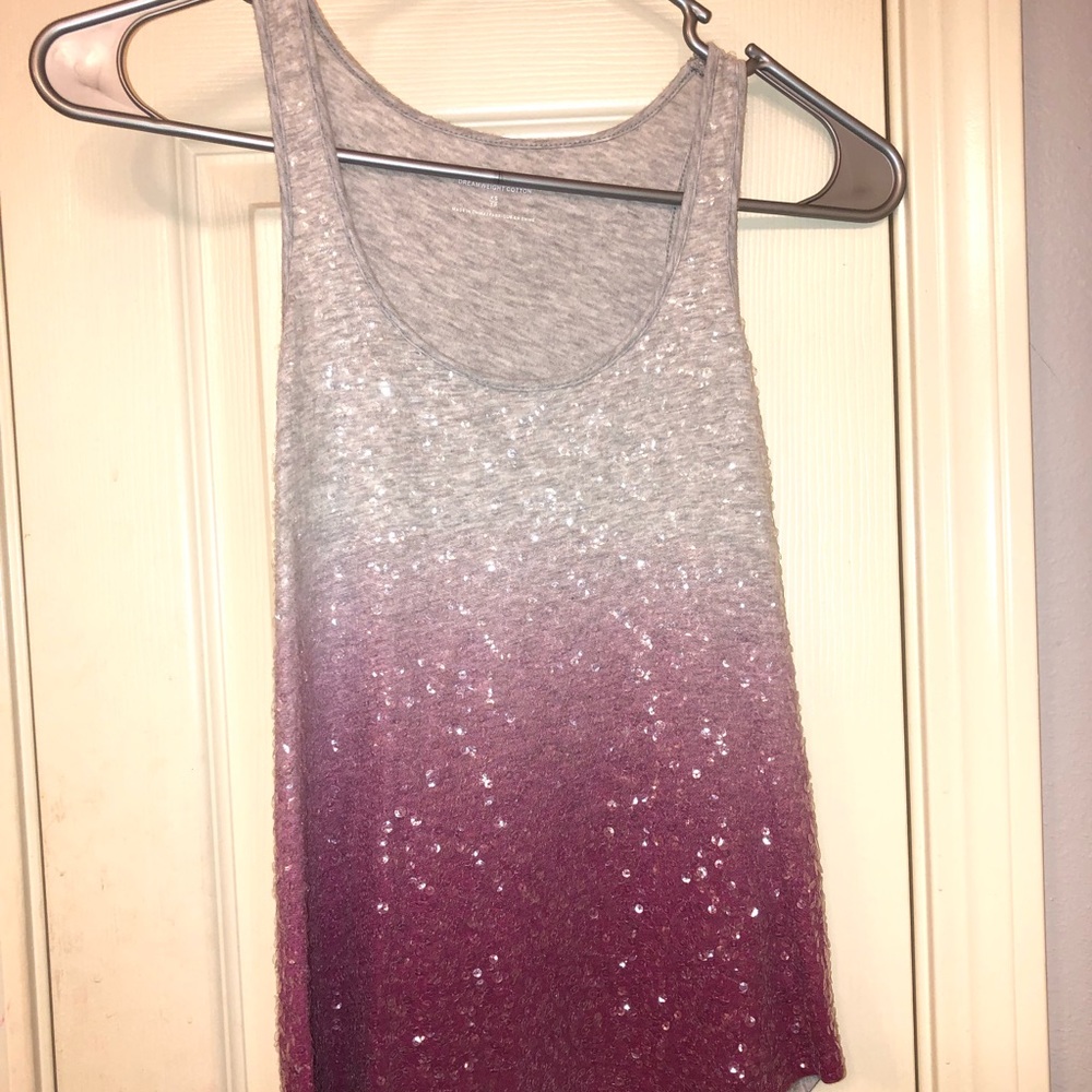 Pink and grey sequin top!